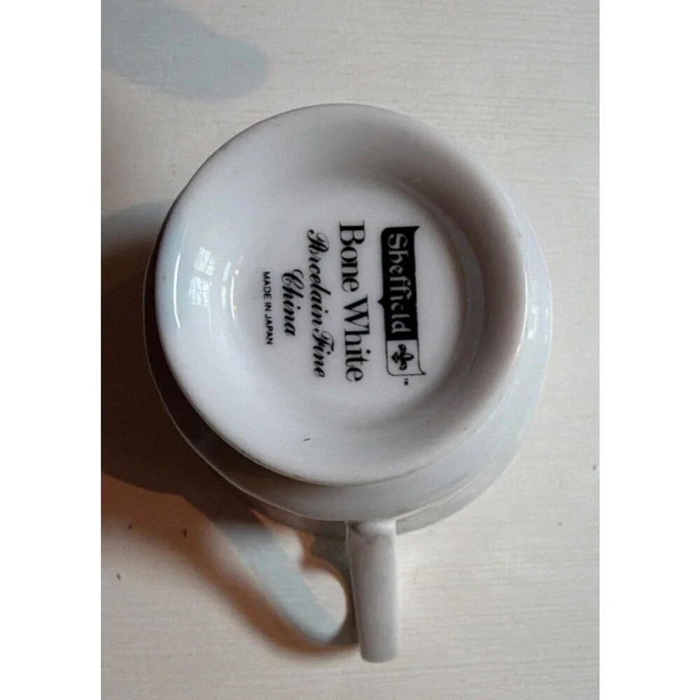 Sheffield Bone White Swirl Pattern Glossy Bone China Cup White With Handle Japan